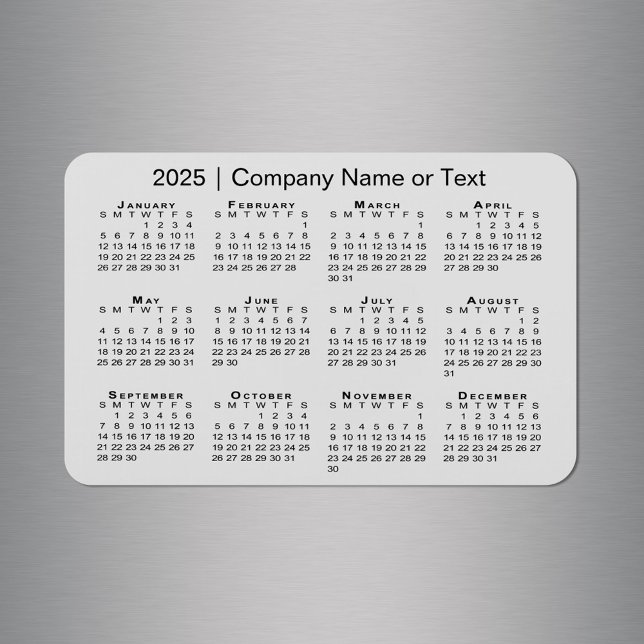 2025 Calendar with Custom Text Grey Magnet (2025 Calendar with Custom Text Grey Magnet in situ)
