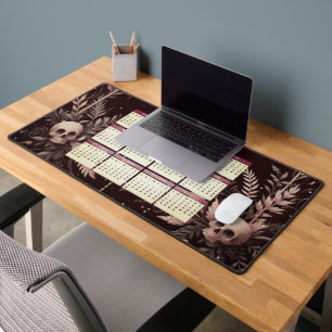 2025 Calendar with Flowers and Skulls Desk Mat