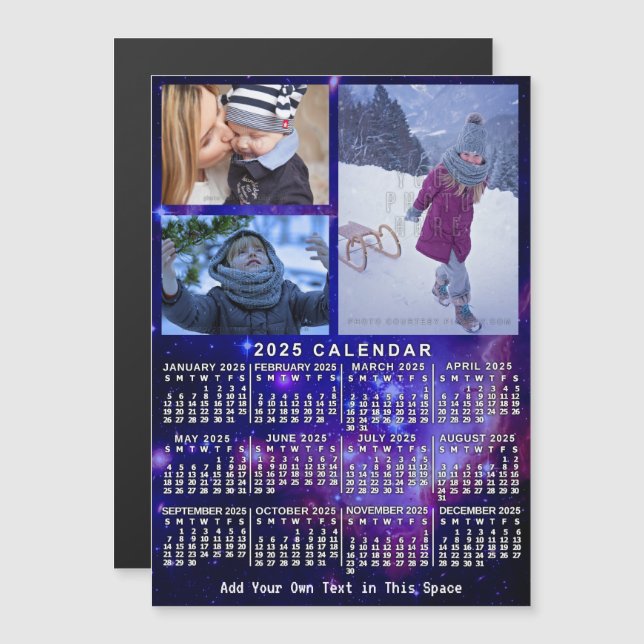2025 Calendar Year Space Nebula 3 Custom Photos Magnetic Invitation (Front/Back)