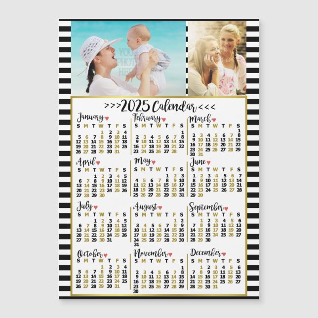 2025 Calendar Year Stripes | Custom Photos Magnet (Front)