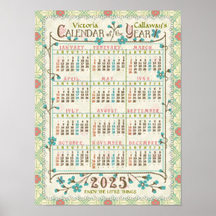 2025 Calendar Year Victorian Art Nouveau Custom Poster