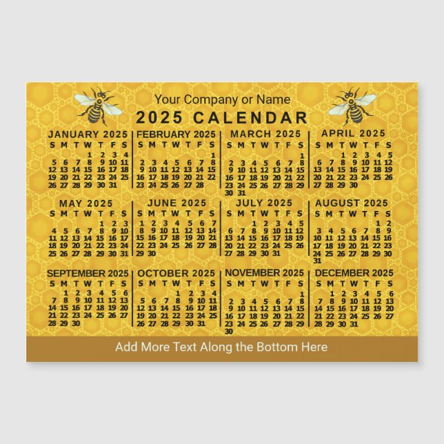 2025 Calendrier Bee Honeycomb Apiary Magnet person (Devant)