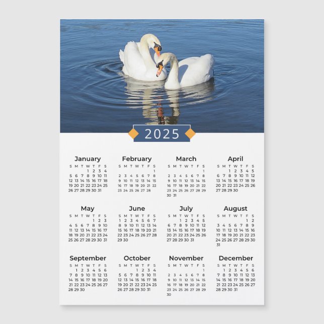 2025 Calendrier Love Swans Photo Magnet (Devant)
