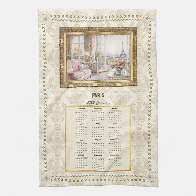 2025 Calendrier Serviette Paris Voir le message pe (Vertical)