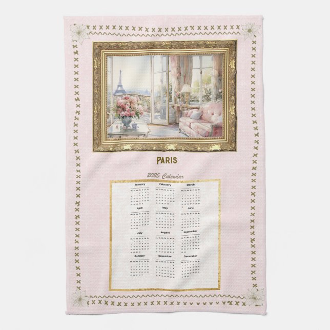 2025 Calendrier Serviette Paris Voir le message pe (Vertical)