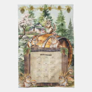 2025 Calendrier Serviettes Cute Chipmunks
