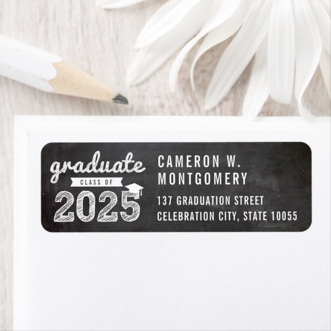 2025 Chalkboard Croquis Moderne Graduation Adresse (En situation)