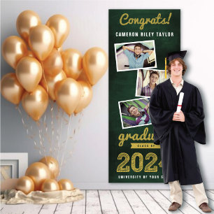 2025 Chalkboard Sketch 3 Photo Graduation Party Banner