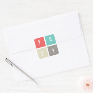 2025 Colour Blocks Modern Simple New Year Holiday Square Sticker