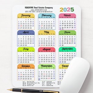 2025 Colour Calendar US Public Holidays Corporate Mouse Pad