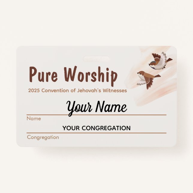 2025 Convention Pure Worship | JW Name  Badge (Front)