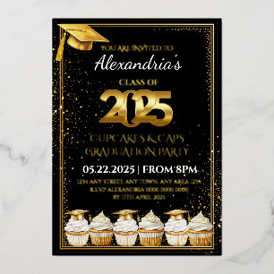 2025 Cupcakes & Caps Graduation Invitation