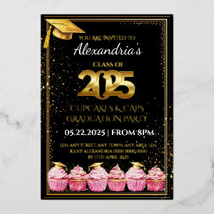 2025 Cupcakes & Caps Graduation Invitation