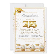2025 Cupcakes & Caps Graduation Invitation