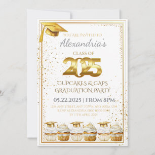 2025 Cupcakes & Caps Graduation Invitation