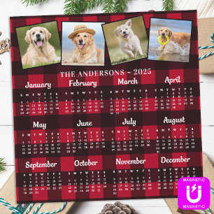 2025 Custom Pet Photo Collage Red Plaid Calendar