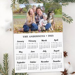 2025 Custom Photo Modern Family 12 Month Calendar Holiday Card