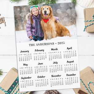 2025 Custom Photo Pet Puppy Dog 12 Month Calendar Holiday Card