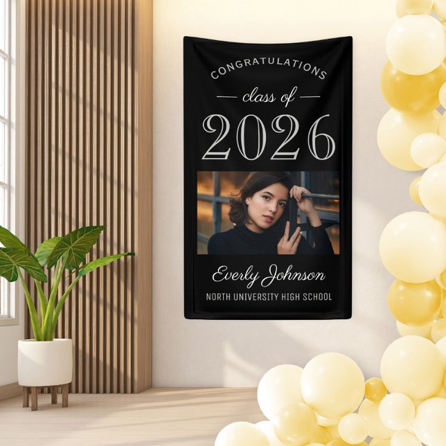 2025 Elegant Black Grey Custom Graduation Banner (Creator Uploaded)
