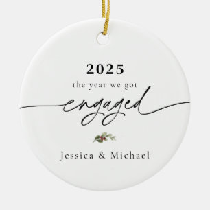 2025 Engaged Ornament   Modern Photo Keepsake
