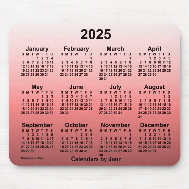2025 Faded Red Calendar by Janz Mouse Pad (Front)
