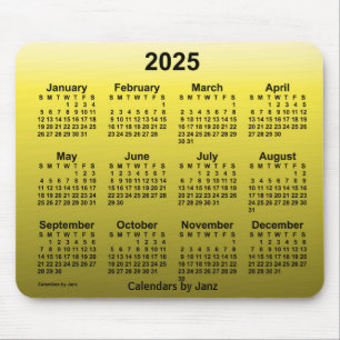 2025 Faded Yellow Calendar by Janz Mouse Pad
