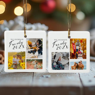 2025 Family Custom Photo Collage  Ceramic Ornament