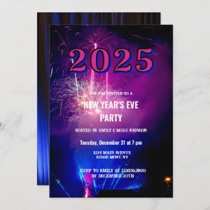 2025 Fireworks Celebration for New Year Eve Party  Invitation