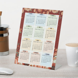 2025 Floral Stand-Up Calendar – Year-at-a-Glance Pedestal Sign