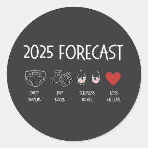 2025 Forecast Mom To Be New Year  Classic Round Sticker