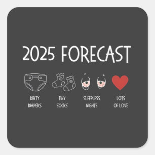 2025 Forecast Mom To Be New Year  Square Sticker