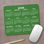 2025 Full Year View Calendar - horizontal - Green Mouse Pad<br><div class="desc">Green and White - A minimal, basic 12 month calendar with a solid color background. A standard look for your home office or school locker. The fonts are simple to read, and the colors can be changed. -------- If you open the customize area, it will take to you to an...</div>