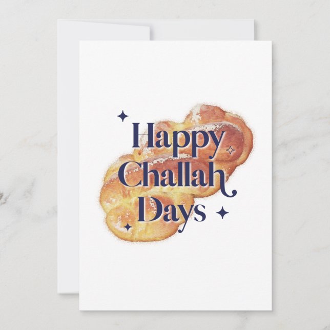 2025 Fun Happy Challah Days Hanukkah Watercolor Holiday Card (Front)
