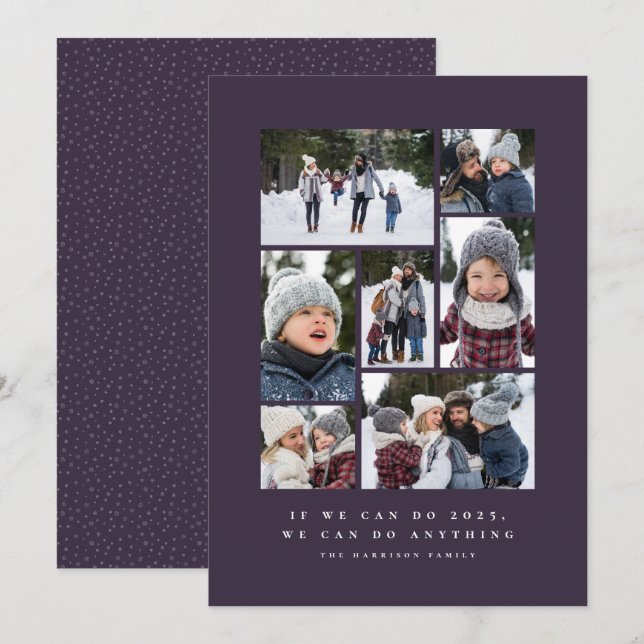 2025 funny motivational photo collage plum holiday card (Front/Back)