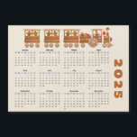 2025 Gingerbread Train Calendar Magnetic Card<br><div class="desc">This festive 2025 magnetic calendar features a candy-sprinkled gingerbread steam train operated by a gingerbread man with Christmas hat.</div>