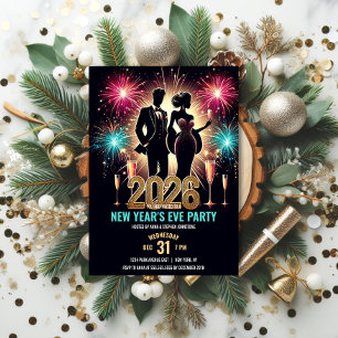 2025 Glamourous New Year's Eve Party Fireworks Invitation