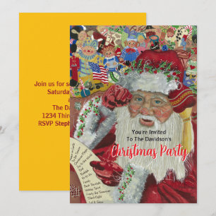 2025 Gold Christmas Party Santa Checking It Twice Invitation