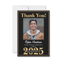 2025 Grad Bold Gold Black Photo Thank you