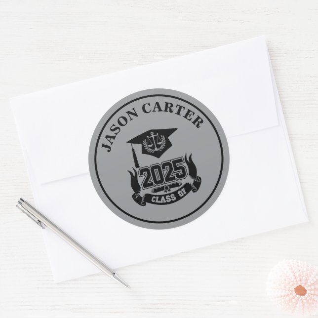 2025 Graduate Graduation Party Law School  Classic Round Sticker (Envelope)