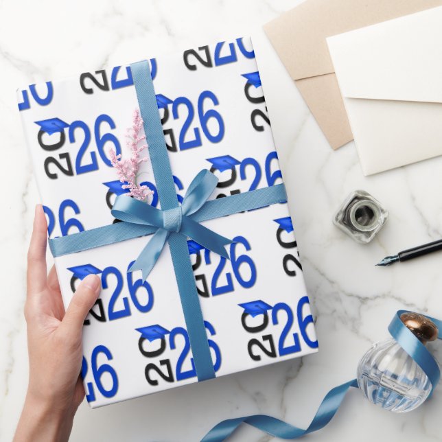 2025 Graduation Blue and Black Wrapping Paper (Gifting)