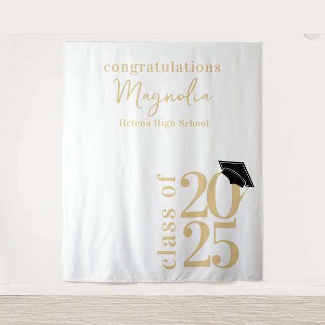 2025 Graduation Cap Banner Backdrop Tapestry (Front)