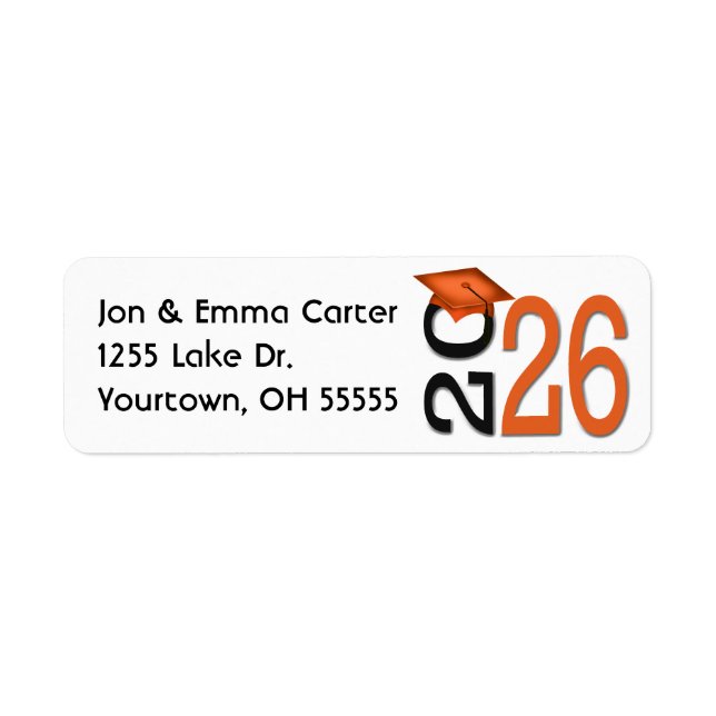 2025 Graduation Couleurs de l'école noire et orang (Devant)