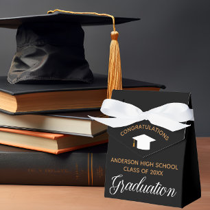 2025 Graduation Elegant Black Gold Custom Party Favor Box