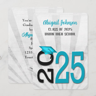 2025 Graduation In Teal and Black School Colours Invitation
