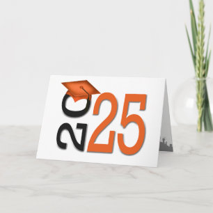 2025 Graduation Orange and Black School Colours Card