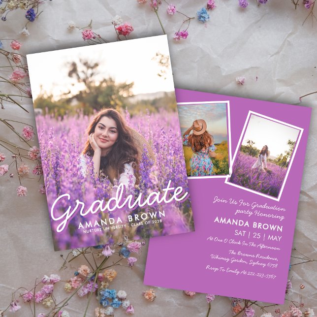 2025 Graduation Party Floral Simple Elegant Invitation (Creator Uploaded)