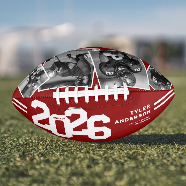 2025 Graduation Senior 4 Photo Red Football (Creator Uploaded)
