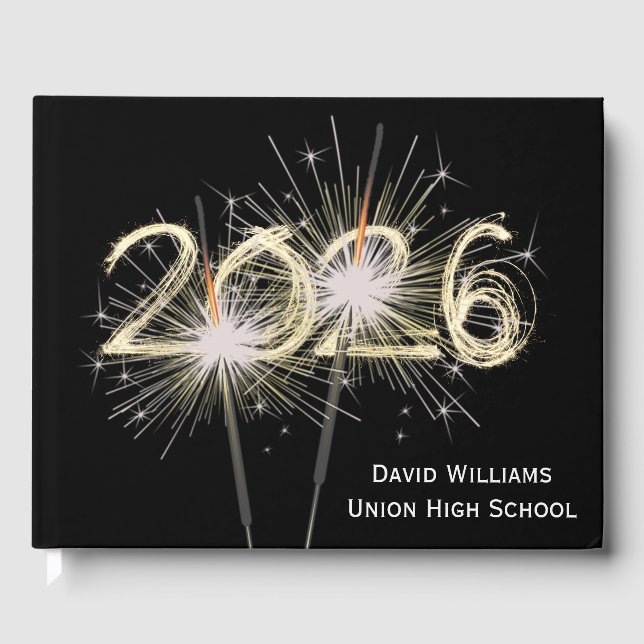 2025 Graduation Sparklers on Black Guest Book (Front)