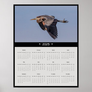 2025 Great Blue Heron Wall Calendar Poster