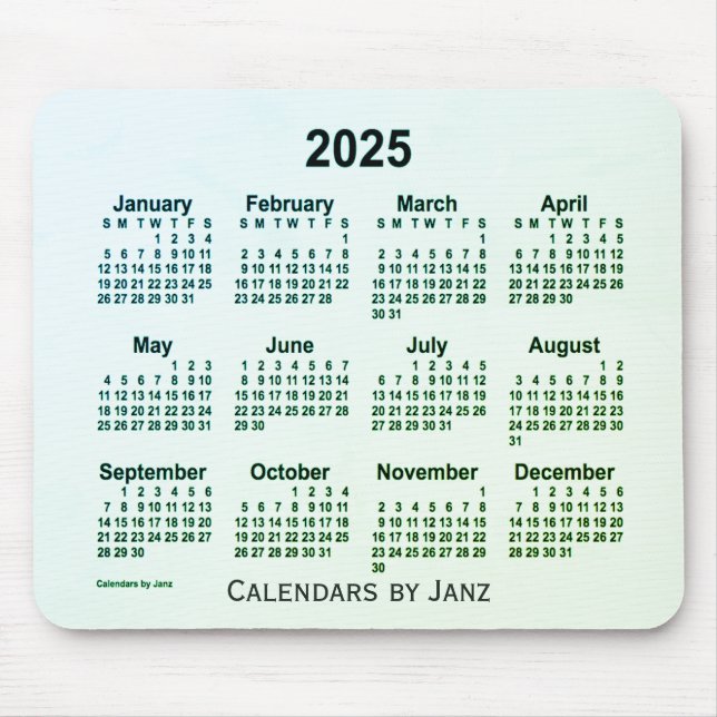 2025 Green Leaf Smoke Calendar by Janz Mouse Pad (Front)